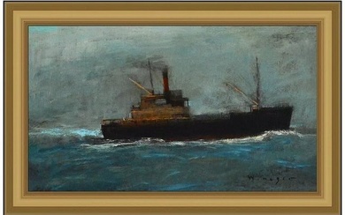Seth Winegar Original Oil Painting On Board Boat Nautical Signed Framed Artwork