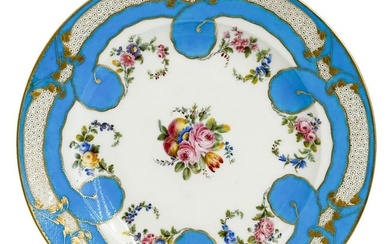 Sevres Soft Paste Porcelain Plate Blue Celeste Sophie Chanoux 1790