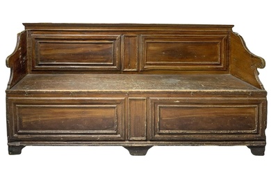 Sicilian chest in brown lacquered fir wood, 17th/18th century