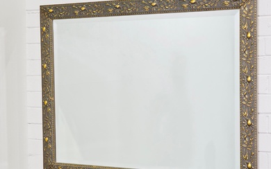 Silver and gilt floral framed bevelled mirror (91 x 117cm)