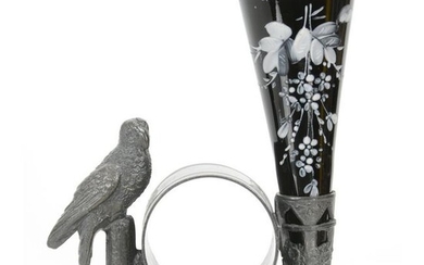 Silverplate Napkin Ring with Art Glass Vase