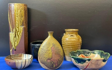 Six-piece Japanese Pottery Grouping