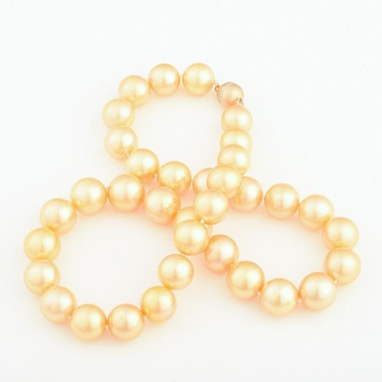 South Sea Cultured Pearl, 14k Gold Necklace.