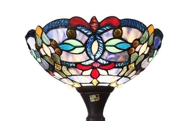 Stained Art Glass Torchiere Floor Lamp