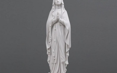 Standing "Virgin Mary" White Carrara Marble Sculpture - (1.5lbs)