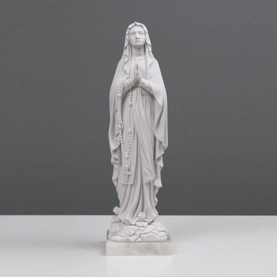Standing "Virgin Mary" White Carrara Marble Sculpture - (1.5lbs)