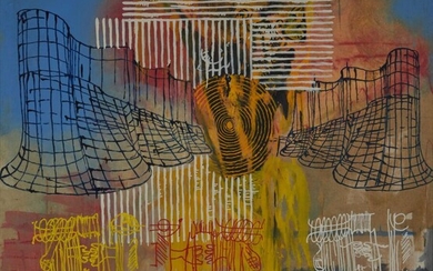 Stephane TROIS CARRE (né en 1963) Composition abstraite Technique mixte sur toile Signée au dos...