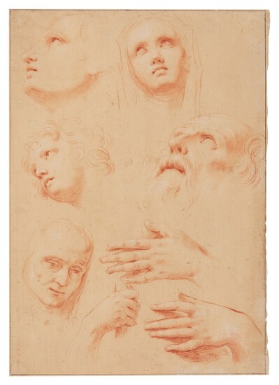 Studies of Heads and Hands, Roman School, 18th Century