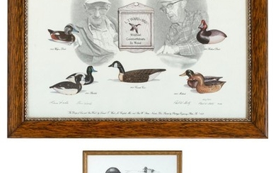 THREE LEM WARD-RELATED ARTWORKS 1-2) Pencil drawings "Snow Goose" and "Bluebill". Both signed and dated in pencil lower right "Lem W...