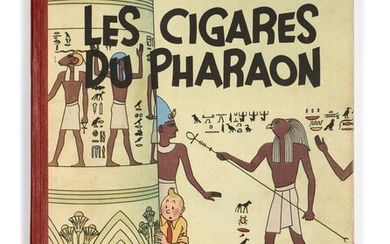 TINTIN N°4 Les Cigares du pharaon Casterman, 1942. Dos rouge, 4e plat A18, pages de garde bleu foncé. Album du 30e mille. 1er e...