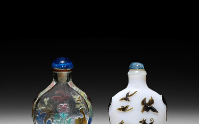 TWO OVERLAY GLASS SNUFF BOTTLES