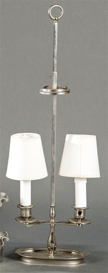 Table lamp in silver metal, bouillotte style, 20th