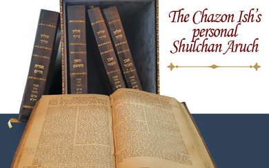 The Chazon Ish’s personal Shulchan Aruch A set of...
