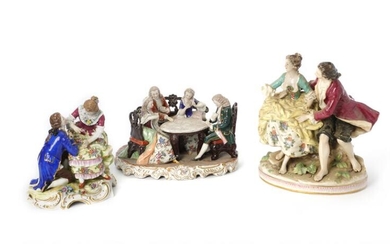 SOLD. Three 20th c. porcelain figure groups decorated in colours, faux Capodimonte a.o. (3) – Bruun Rasmussen Auctioneers of Fine Art