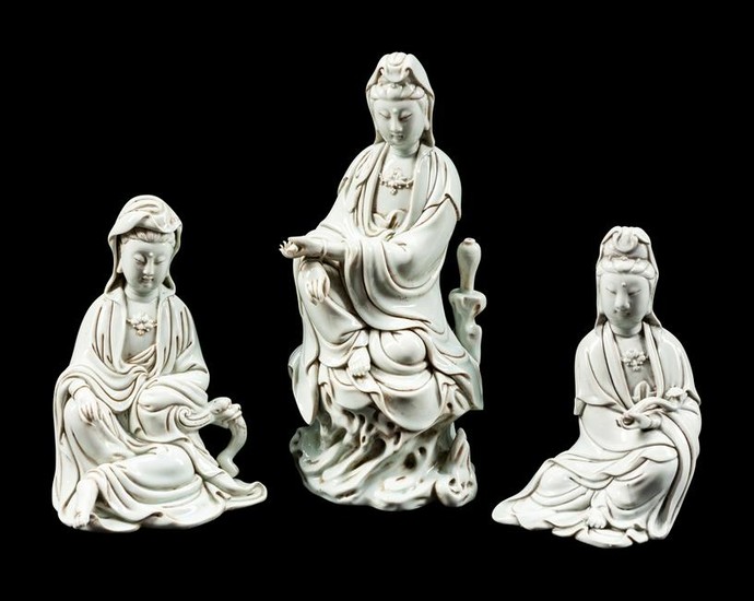Three Chinese Export Blanc-de-Chine Figures of a