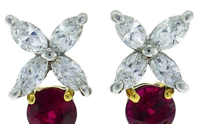 Tiffany & Co. Ruby Diamond Stud Earrings in Platinum