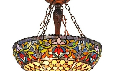 Tiffany-style Stained Glass Inverted Ceiling Pendant
