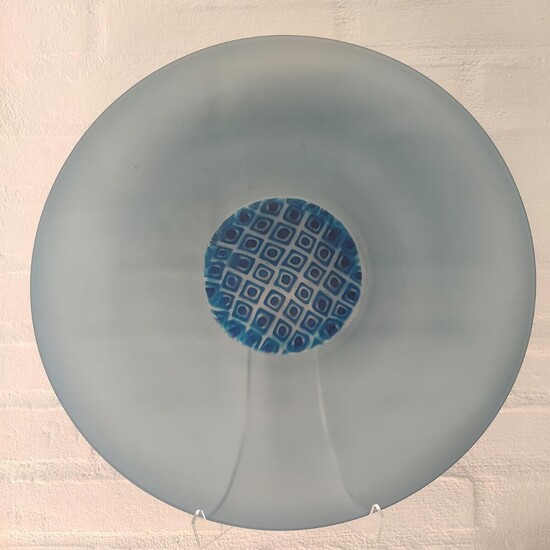 SOLD. Tobias Møhl: A glass platter, the centre with blue pattern. Diam. 43 cm. – Bruun Rasmussen Auctioneers of Fine Art