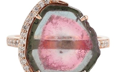 Tourmaline Diamond 18 Karat Gold Ring
