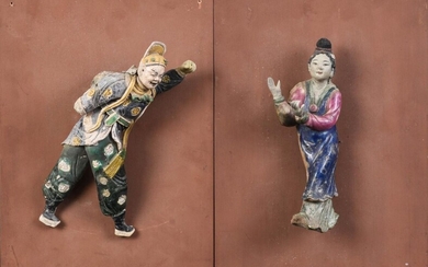 Two Chinese Qing Dynasty Glazed Pottery Figures.