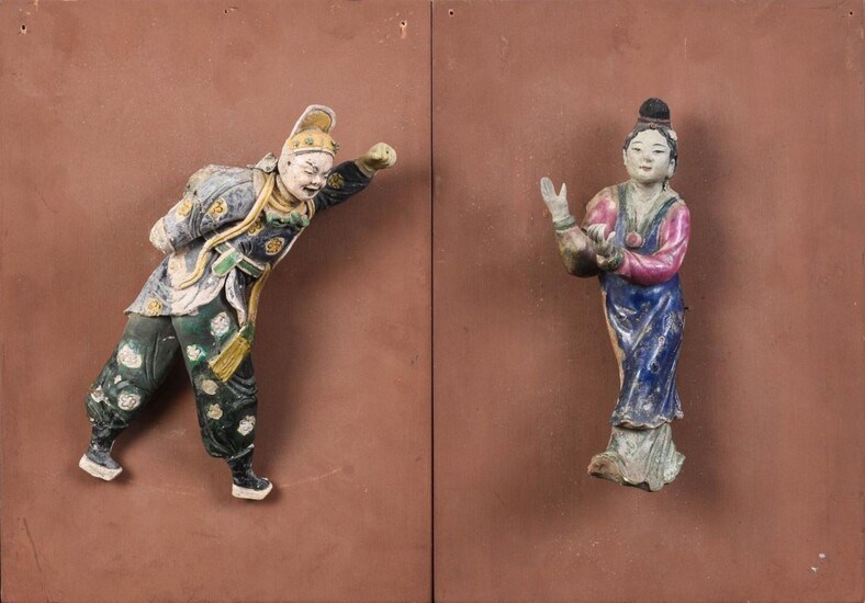 Two Chinese Qing Dynasty Glazed Pottery Figures.