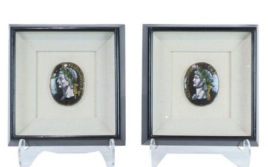 Two Limoges enamel portrait plaques of Roman Emperors