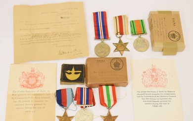 Two Second World War medal trios