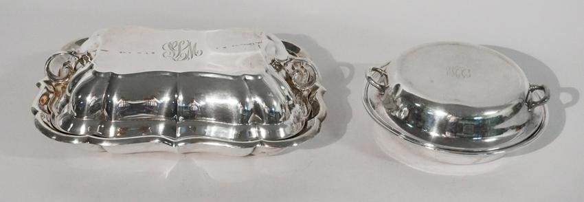 Two Sterling Silver Covered Serving Bowls