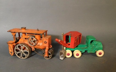 Two Vintage Cast Iron Hubley Road Work Vehicles