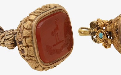 Two early 19th century gold cased fobs