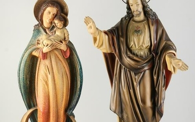 Two plaster Holy statues