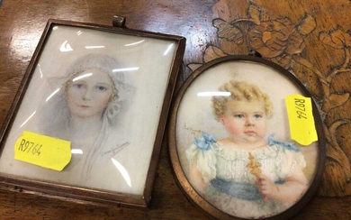 Two portrait miniatures, both signed
