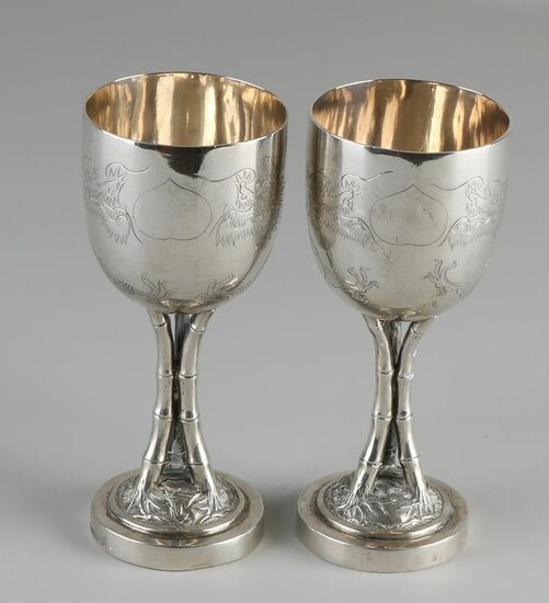 Two special Chinese silver chalices, 800/000, chalices