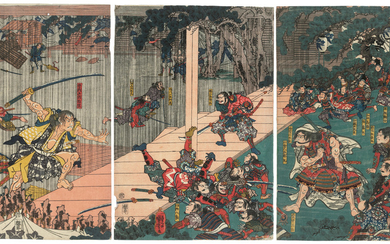UTAGAWA KUNIYOSHI (1797-1861), The Night Attack of the Soga Brothers: Soga Tokimune Reveals his True Motive (Soga Tokimune hon’i wo, Soga yo-uchi no zu)