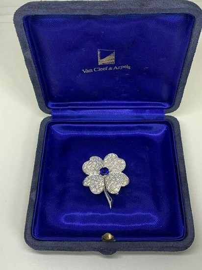 Van Cleef & Arpels 18K White Gold Sapphire Diamond