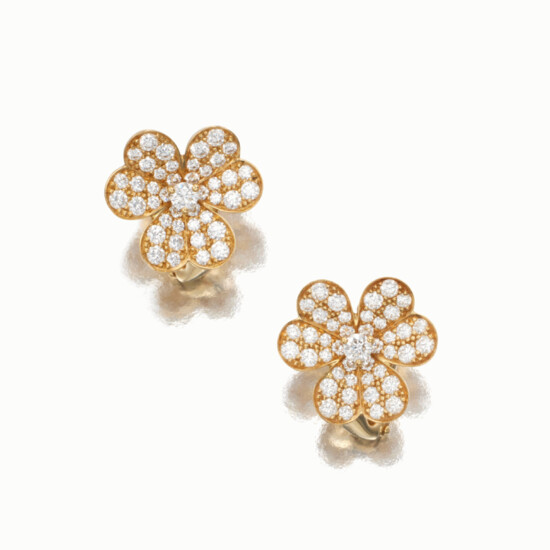 Van Cleef & Arpels Pair of Gold and Diamond 'Frivole' Earclips, France