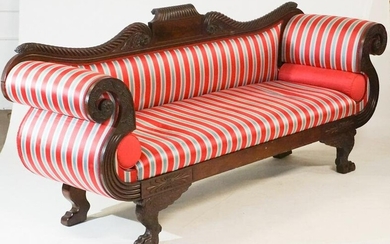 Very Fine American Classical Carved Mahogany Sofa