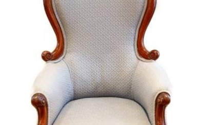 Victorian Mahogany Custom Upholstered Armchair