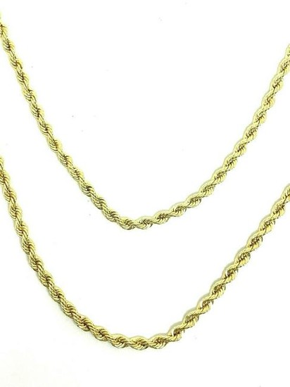 Vintage 18K Yellow Gold Rope Chain Necklace 48"