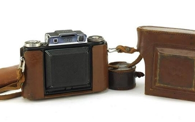 Vintage Agifold Rangefinder camera with leather case