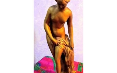 Vintage Gilt Chalkware Statue, Classical Greek Nude