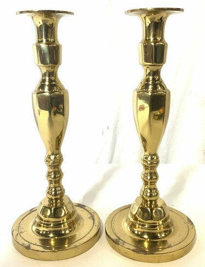 Vintage Pair English Brass Candlesticks