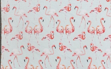 Vintage Pink Flamingo Print Patterned Quilt Bed Spread