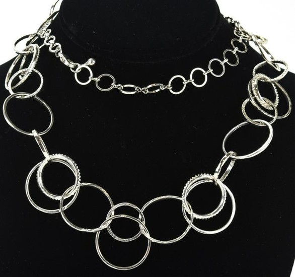 Vintage Silver Modernist Design Costume Necklace