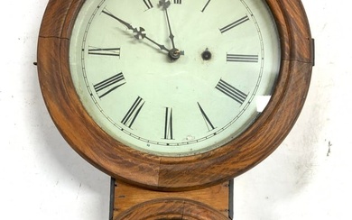 Vtg Wooden Wall Clock W Swiss Made Key