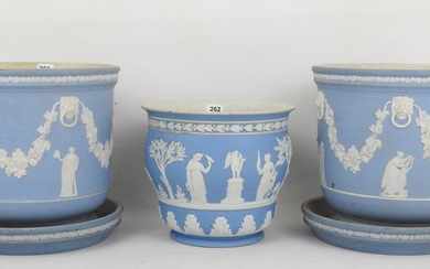 WEDGWOOD: Pair of porcelain planters and under pots...