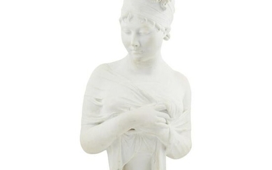WHITE MARBLE BUST OF MADAME RECAMIER, AFTER CHINARD
