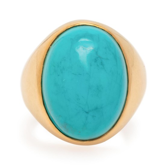 YELLOW GOLD AND TURQUOISE RING