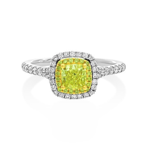 Yellow Diamond Ring set with 0.7ct. yellow diamond and 0.4 c...