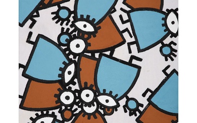 ZED POINPOIN (né en 1961) MONKS & NUNS, 1985 Acrylique sur tissu marouflé sur carton...